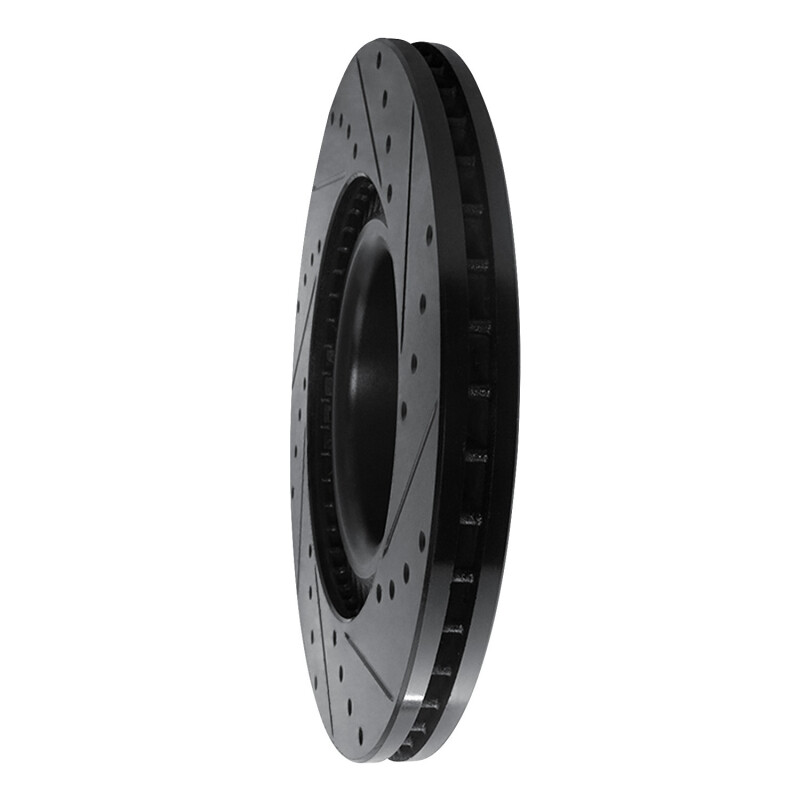 Audi S8 Brake Rotor (1) - Front Left - R1 Concepts - Drilled & Slotted - Black - `01-`03